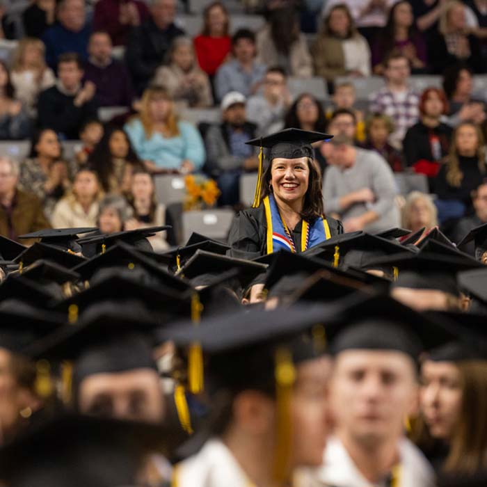 Graduation crowd of students
