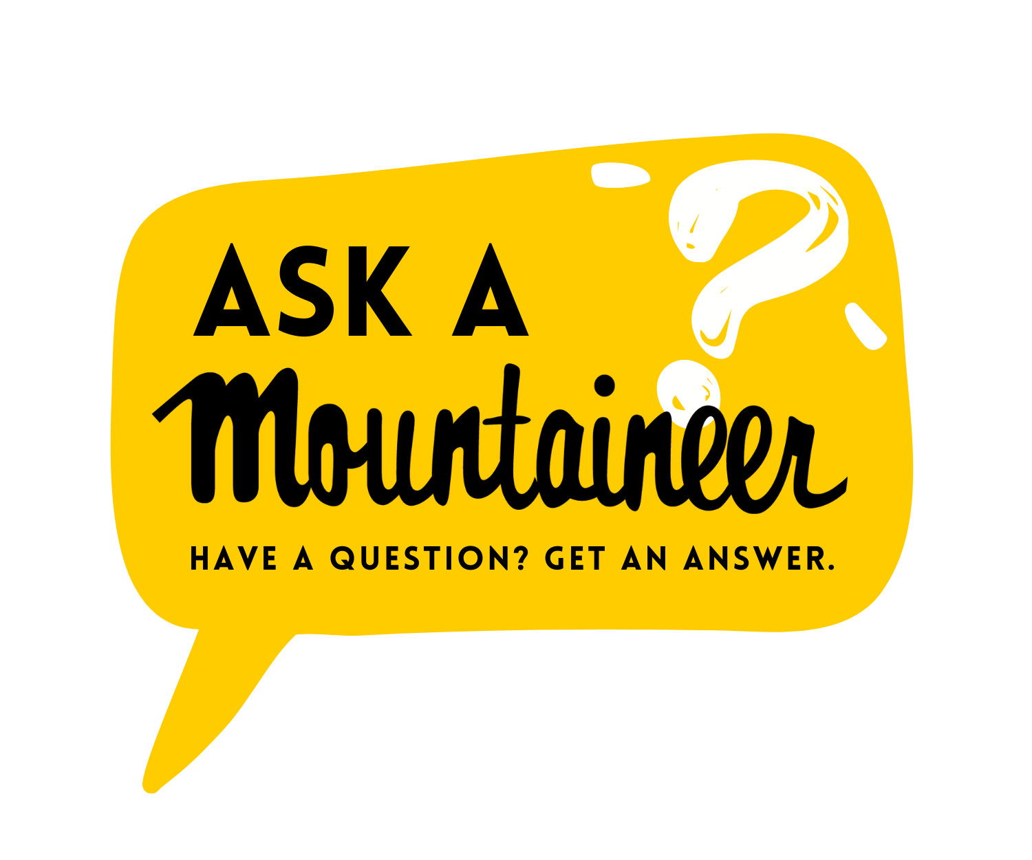 Ask A Mountaineer speech bubble illustration