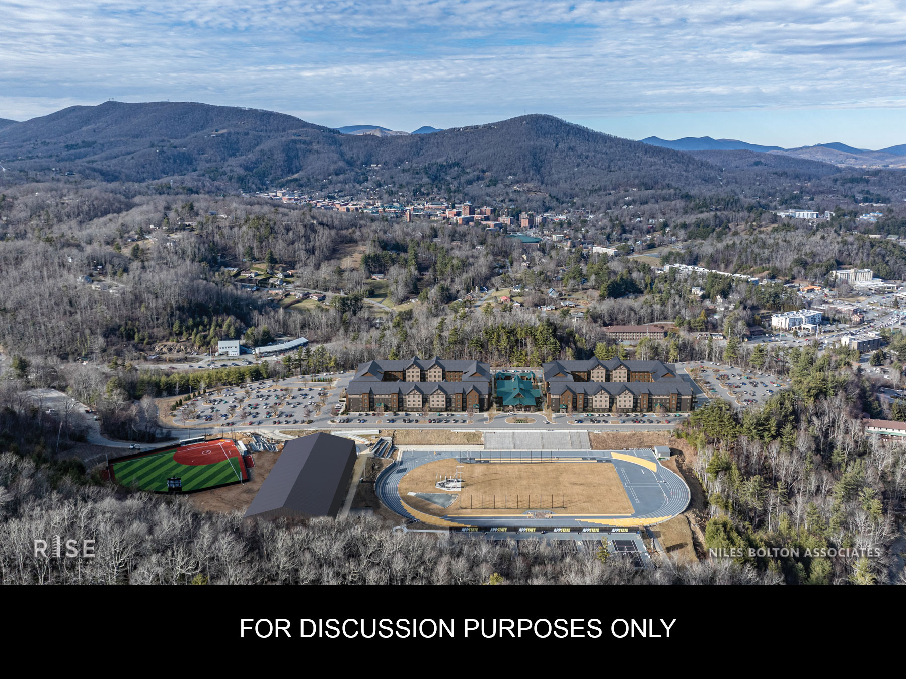 Rendering of future Mountaineer Ridge housing at App State’s 105 site.