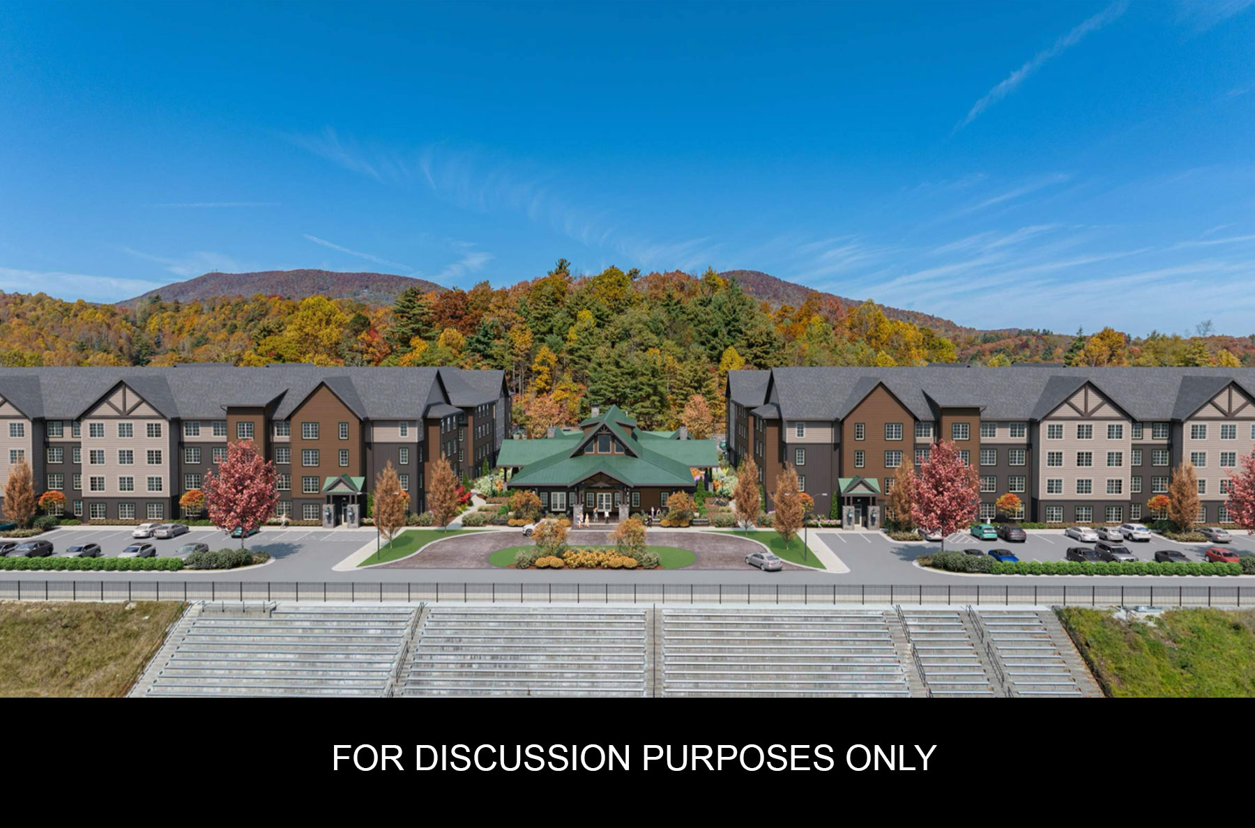 Rendering of Mountaineer Ridge housing viewed from App State sports complex.