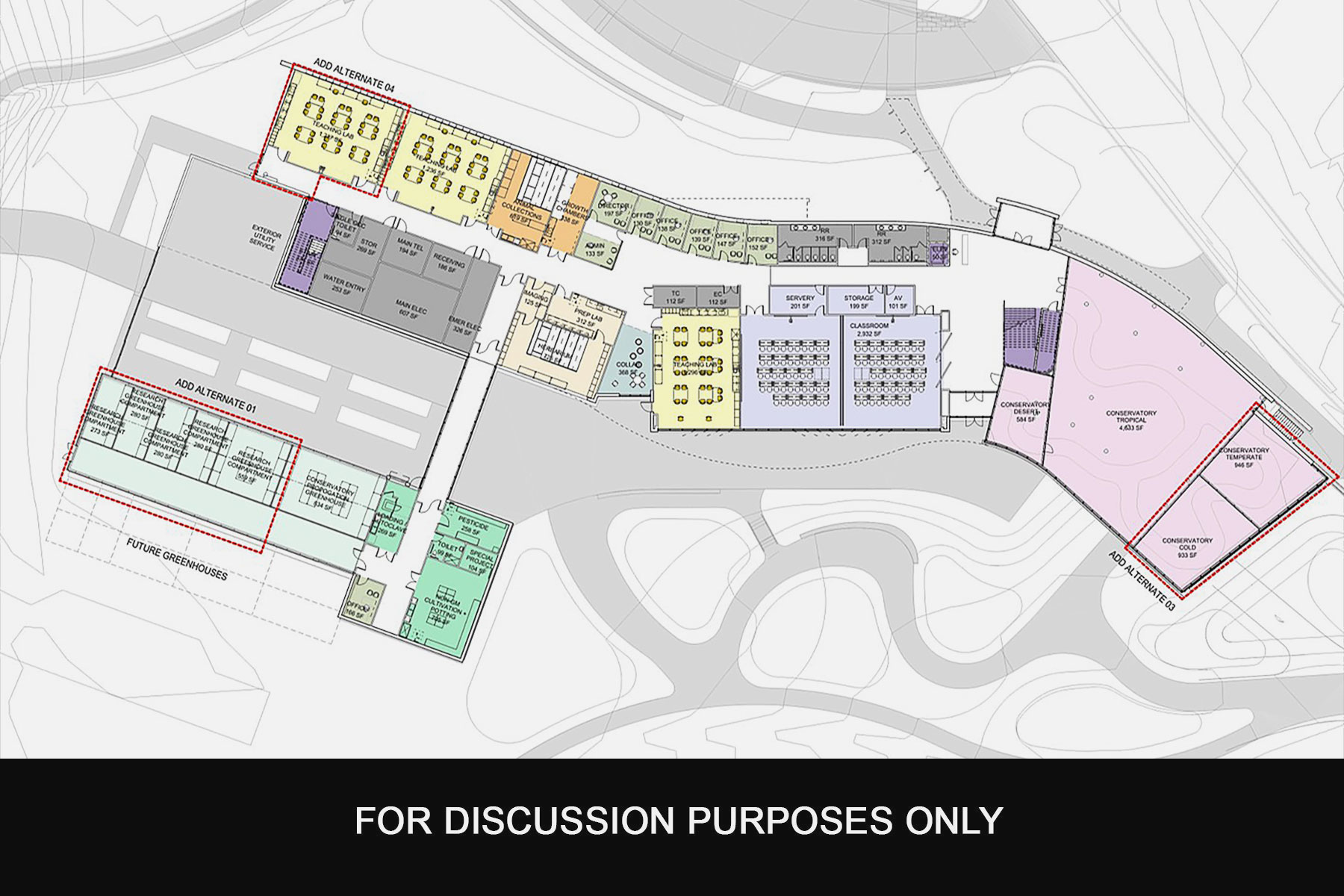 artist’s rendering shows the potential layout for the first floor of the Conservatory for Biodiversity Education and Research