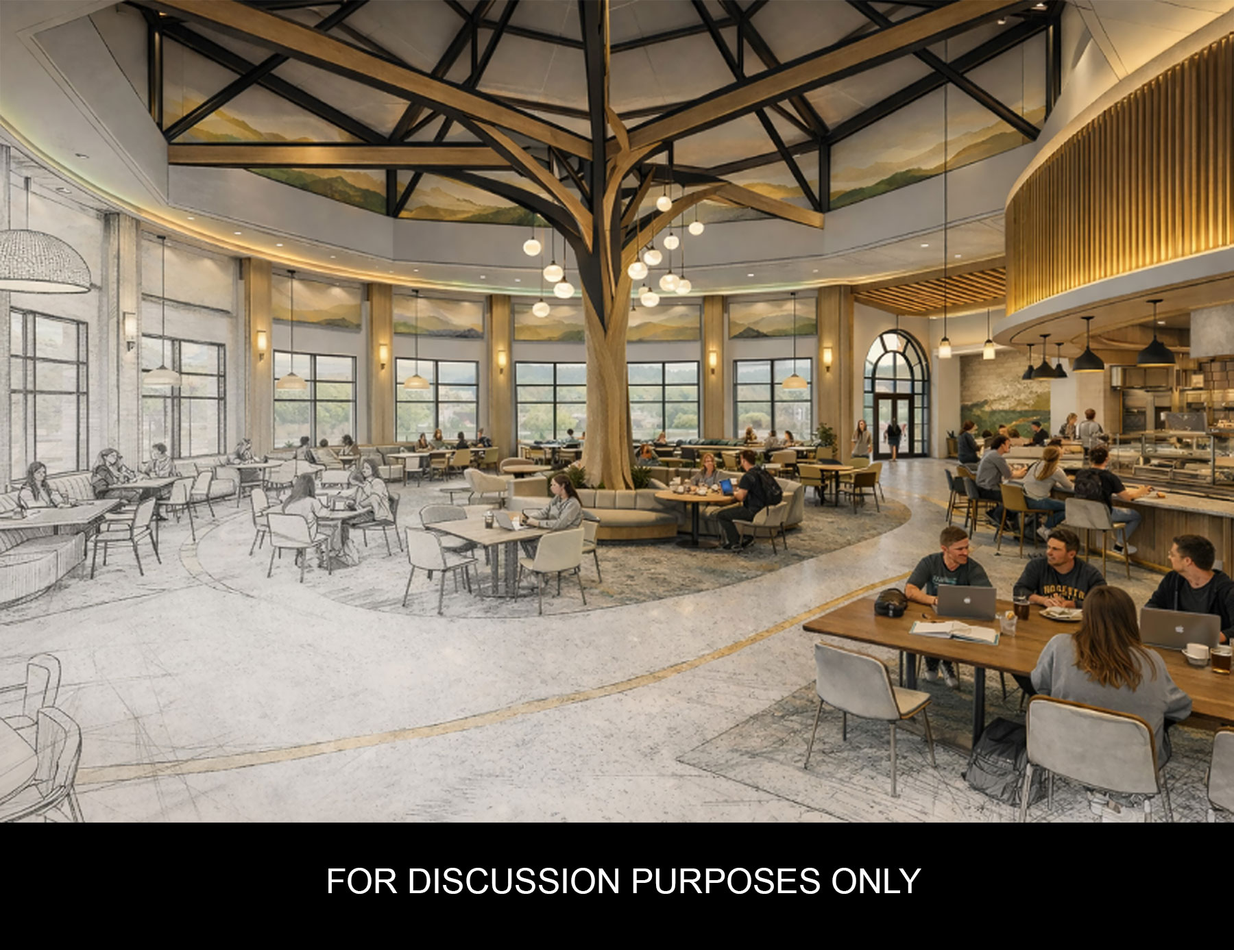 This conceptual rendering shows what Phase 2 renovations to App State’s Sanford Commons facility could look like, once completed.