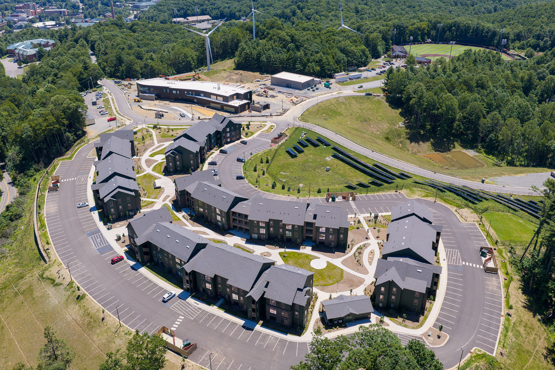 Aerial view of App State’s Innovation Ridge faculty and staff housing community