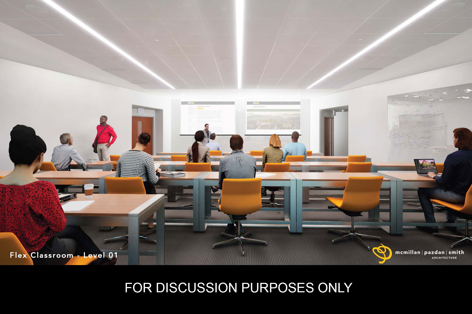 An artist's rendering of a classroom in App State’s Peacock Hall addition.