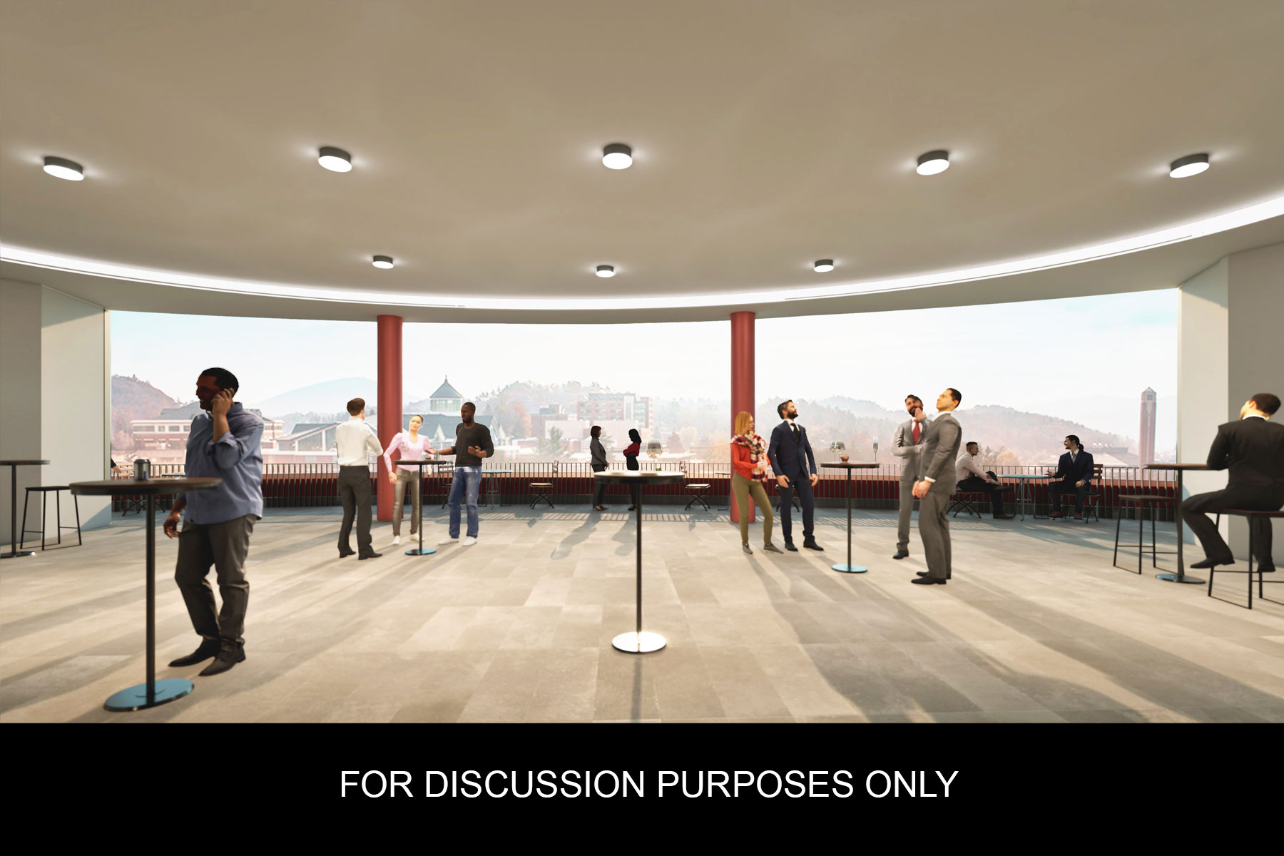A view of the Boone campus from the interior of the Peacock Hall addition is shown in this artist's rendering.