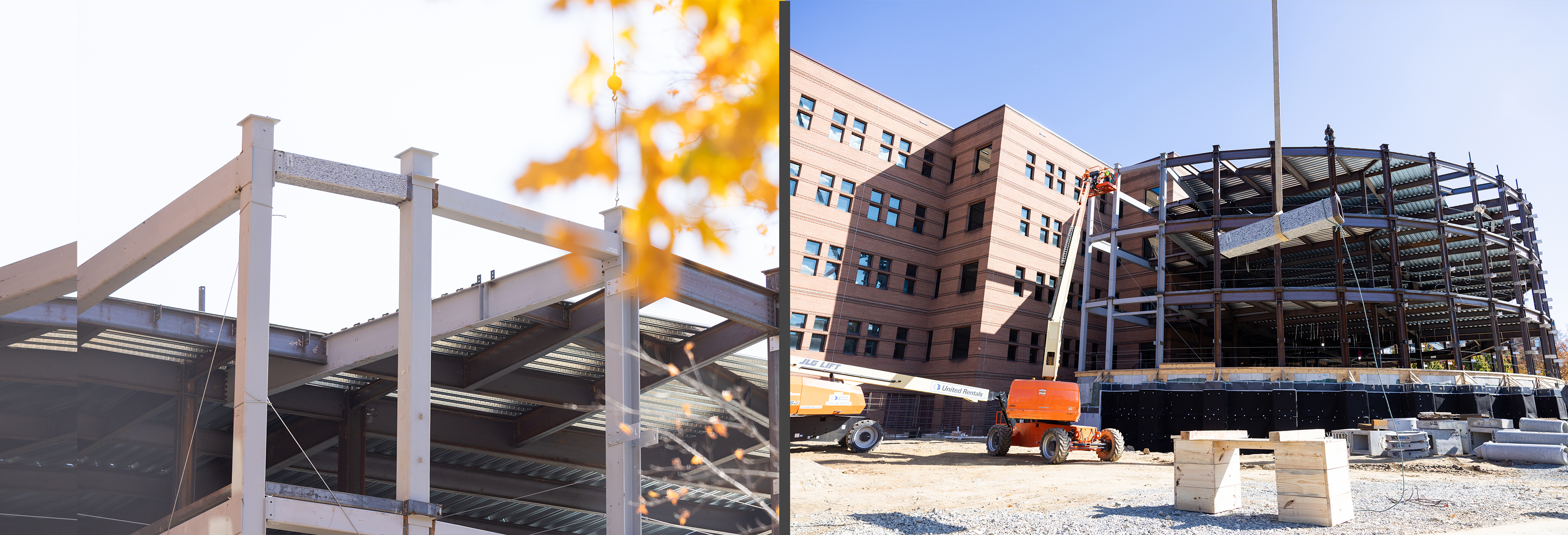 Ceremonial beam signed by App State community marks milestone in Peacock Hall expansion.