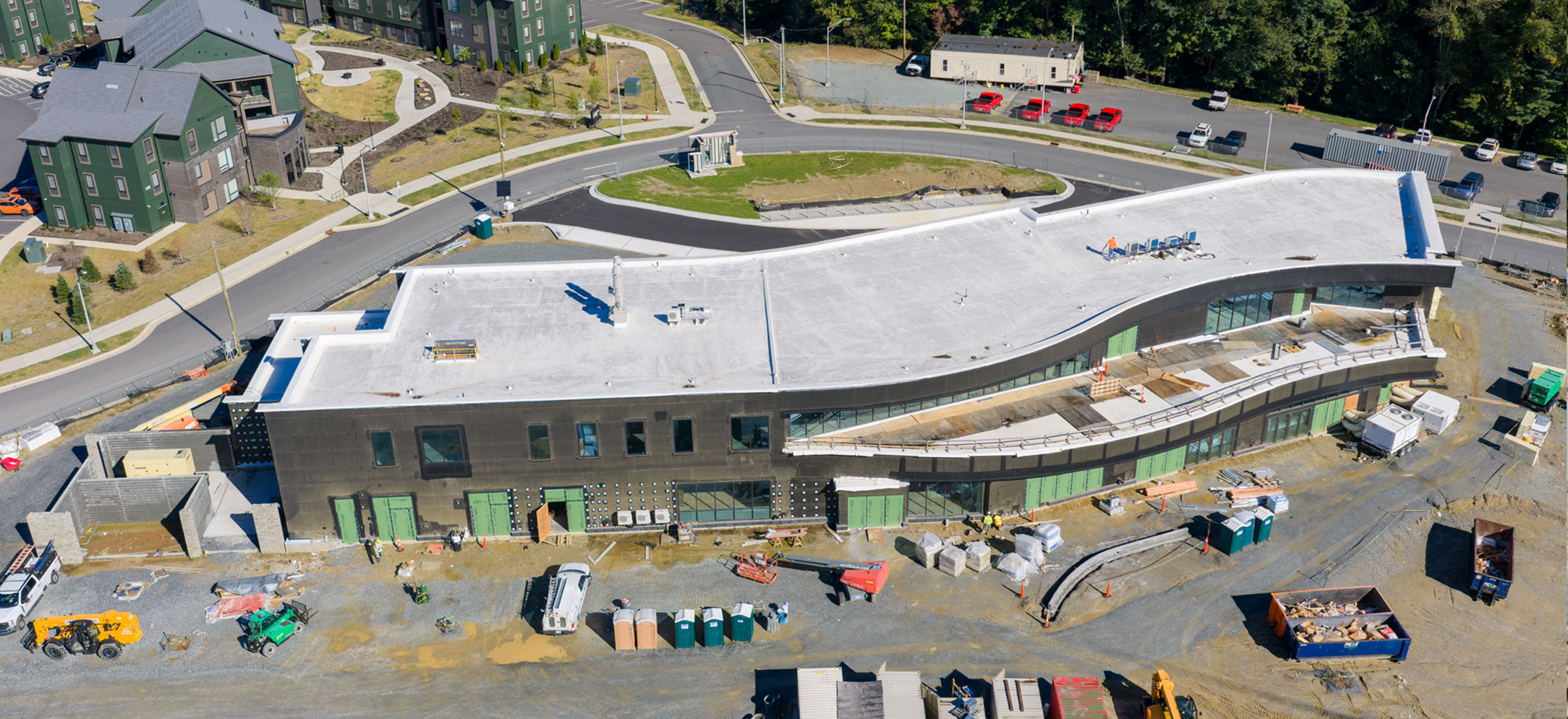 A front view of the STEM Academic Building under construction at App State’s Innovation District on the Boone campus.
