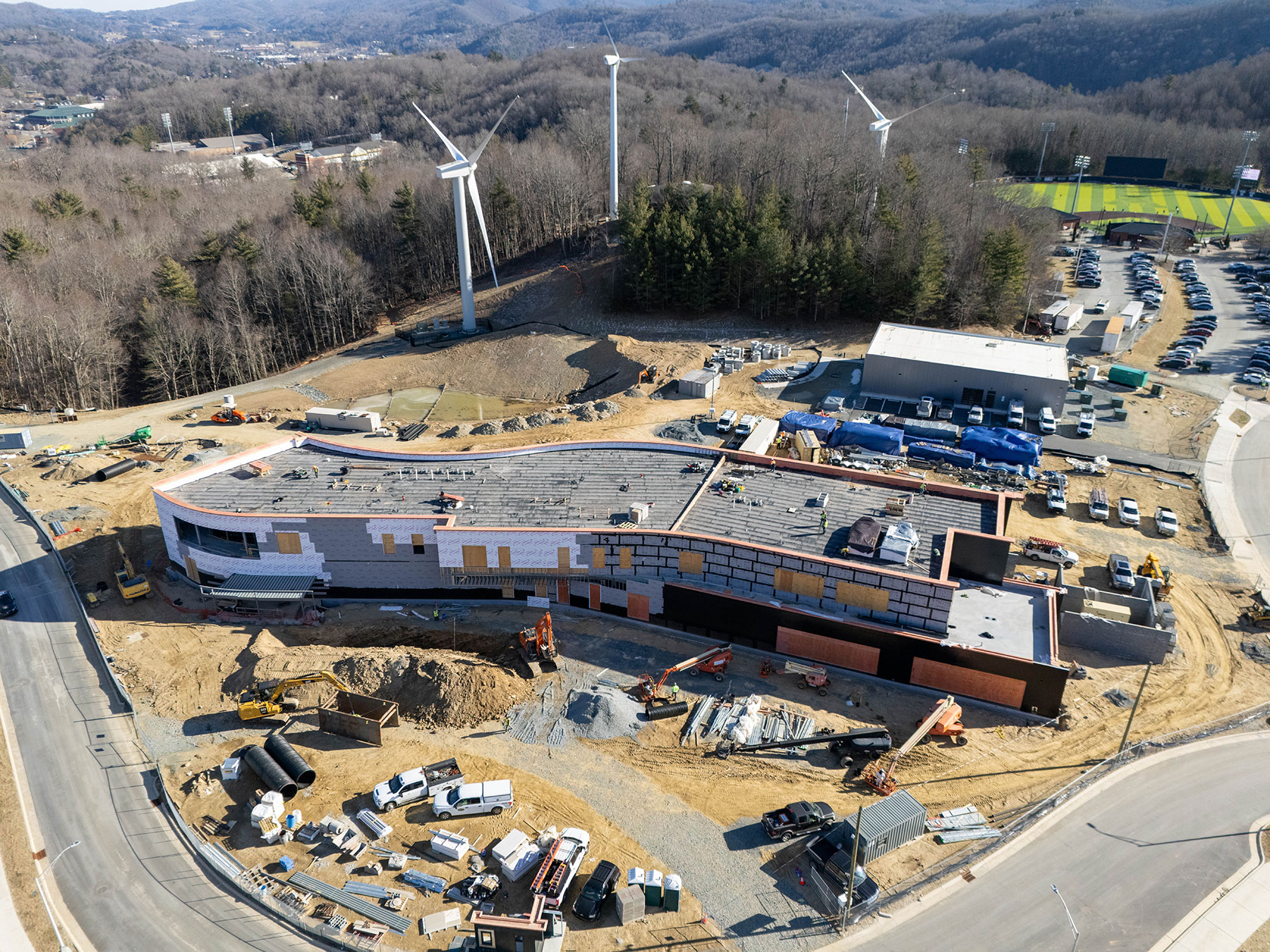 Construction of App State’s STEM Academic Building, located at the Innovation District, is more than 40% completed as of January 2026.