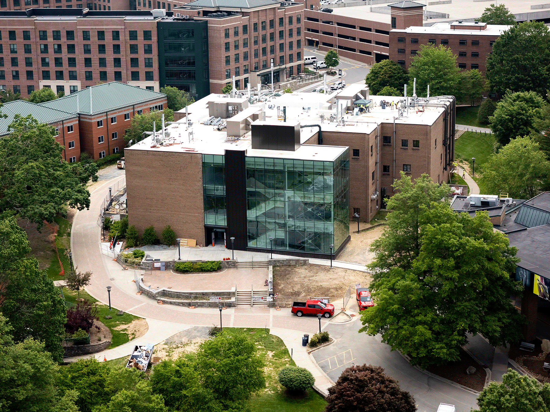 Aerial view of Wey Hall renovation at App State’s Boone campus, June 11, 2025.