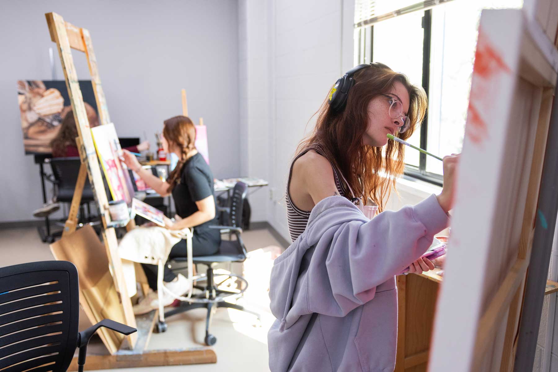 Wey Hall students in painting studio
