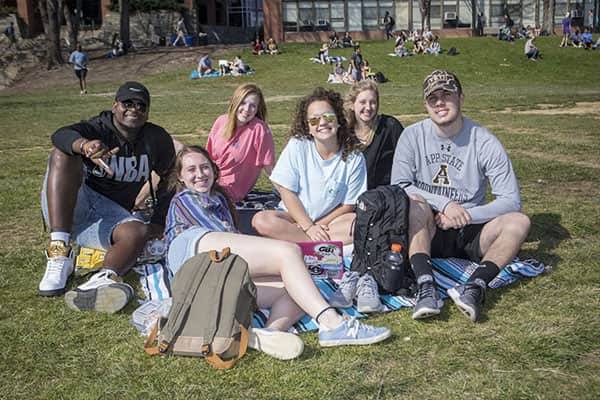 Group of freinds on the mall